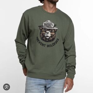 The Landmark Project Smokey The Bear Retro Unisex Green Sweatshirt Size XL New